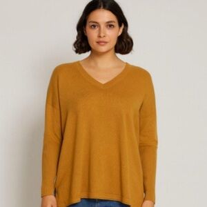 J. Jill V-Neck Sweater in Warm Mustard